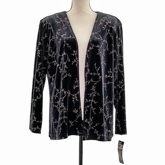 MAGGIE Sweet Velvet Floral Open Front Jacket LP - Picture 1 of 15